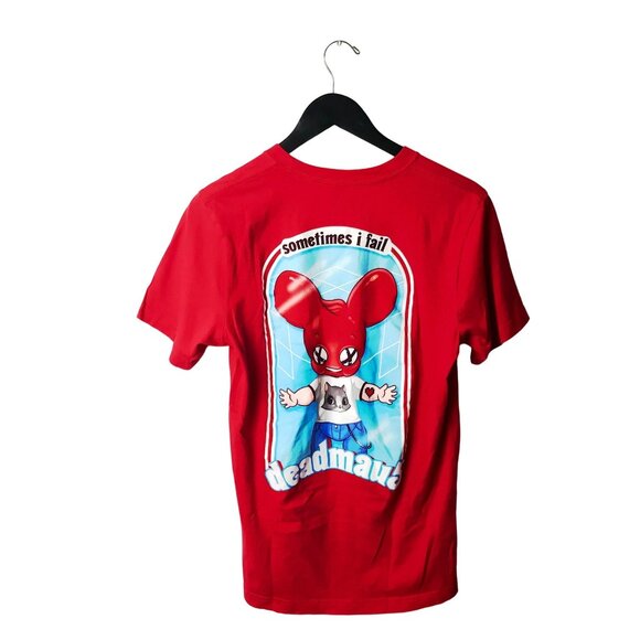 Deadmau5 DJ T Shirt Red Medium M Graphic Tee Short Sleeve 100% Cotton Solid Logo - Picture 3 of 15